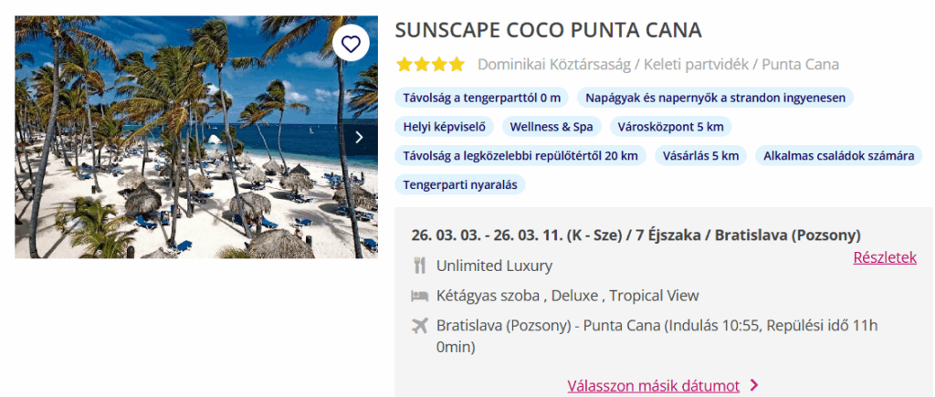 Sunscape Coco Punta Cana - Pozsonyi indulás